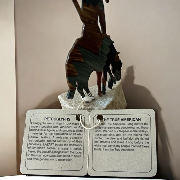 Vintage Lazart Metal Warrior On Sandstone Sculpture Southwestern Art NEW - Picture 5 of 6